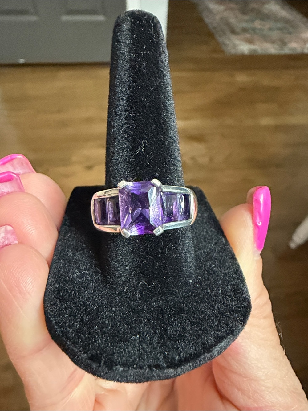 Lorenzo Silver Ring with Purple Amethyst Trio
